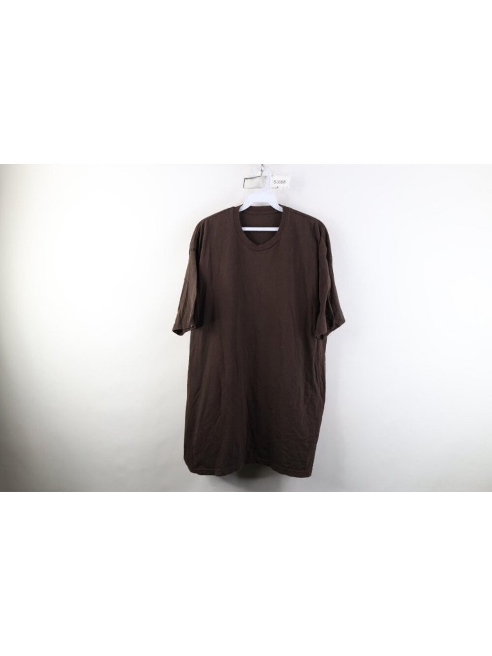 Vintage 90s Y2K Streetwear Mens XL Faded Blank Short Sleeve T-Shirt Brown Cotton